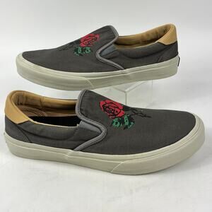 Straye Ventura Charcoal Rose Slip On Skate Shoe Mens 10.5 Canvas Graphic Low Top